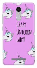 Розовый бампер на Xiaomi Note 3 Crazy unicorn lady