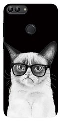 Противоударный бампер для Huawei P Smart Котик в очках