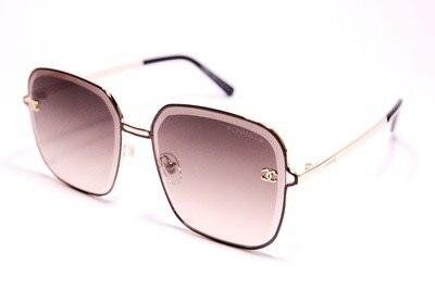 Солнцезащитные очки Chanel в тонкой квадратной оправе Градиент синий розовый серый фиолетовый