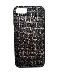 Чохол-накладка для iPhone SE 2 c різнокольоровими блестками Крокодиляча шкіра чорний