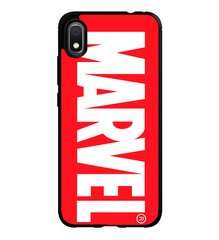 Красный чехол на Логотип Марвел для Самсунг  (Samsung ) M10