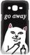 Крутой бампер Samsung j500 котик с факом go away