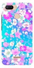 Чехол накладка с Цветами для Xiaomi Redmi 6 Голубой