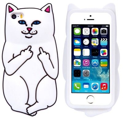 Силіконовий білий чохол ripndip cat f * ck you iPhone 5 / 5s / SE