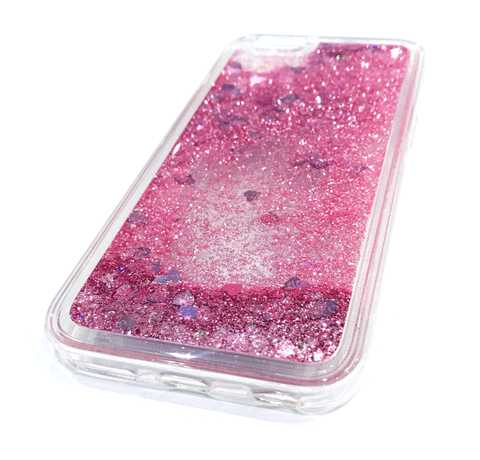 Розовый чехол с жидкостью внутри на iPhone 7 Блестящий