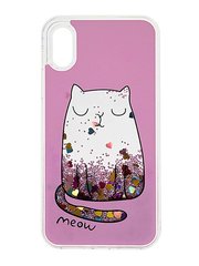 Розовый чехол с котиком сыпучие пески для iPhone ( Айфон ) ХS