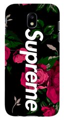 Черный чехол с Цветами для Samsung j7 17 Логотип Supreme