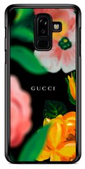 Чорний чохол з Квітами для Galaxy A6+ 2018 Gucci