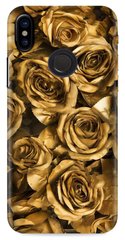 Золотой чехол с Цветами на Xiaomi Redmi Note 6 Розы