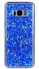 Чехол с синими блестками на Galaxy S8 Plus Жидкий