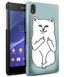 Голубой чехол для Sony Xperia Z1 Котик факи