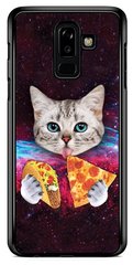 Чехол с Котиком в космосе на Samsung j810 Прорезиненный
