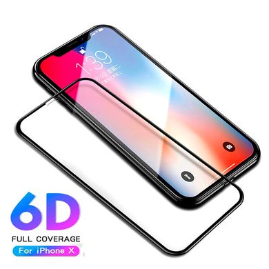 Черное защитное стекло 6D на iPhone 10 / Х Купить
