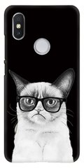 Черный чехол на Xiaomi Redmi S2 Котик в очках
