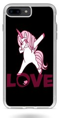 Черный чехол с Единорогом на iPhone 7 plus Love