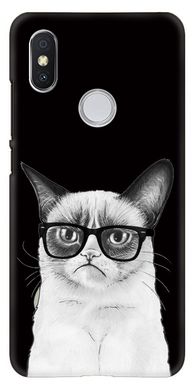 Чорний чохол на Xiaomi Redmi S2 Котик в окулярах