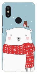 Новогодний чехол для Xiaomi Mi A2 Мишка в шарфике