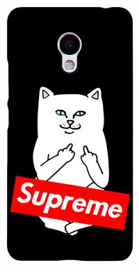 Чорна накладка з логотипом Супрім на Meizu M5 / М5s Котик факи