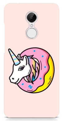 Розовый бампер для Xiaomi Redmi 5 Plus Единорог в пончике