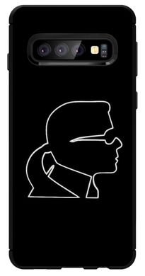 ТПУ Чехол с Карлом Лагерфельдом на Galaxy S10 Черный