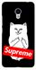 Черная накладка с логотипом Суприм на Meizu M5 / М5s Котик факи