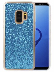 Жидкий чехол с синими блестками для Samsung S9