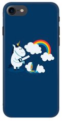 Бампер с Единорожком на iPhone 7 Синий