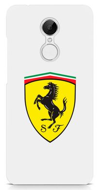 Біла накладка для Xiaomi Redmi 5 Логотип Ferrari
