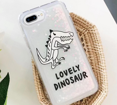 Чехол Lovely dinosaur с блестками для iPhone 8 Plus Противоударный