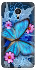 Синій чохол для дівчинки з метеликом на Meizu M2 Note