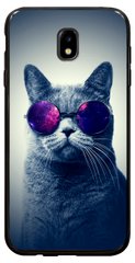 Чехол накладка с Котиком в очках на Samsung Galaxy j7 17 Серый