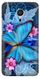 Синий чехол для девочки с бабочкой на Meizu M2 Note