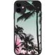 Яркий летний чехол на iPhone 12 чёрный силикон с пальмами