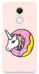 Розовый бампер для Xiaomi Redmi 5 Единорог в пончике