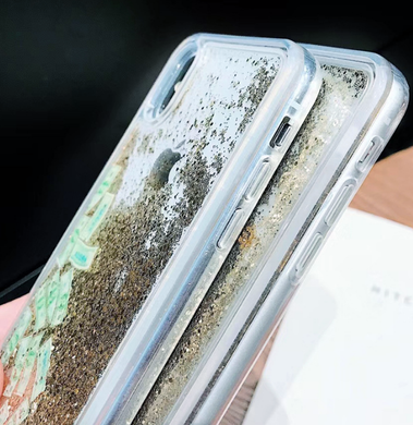 Силіконовий чохол на iPhone XS Max Плаваючі блискітки і долари