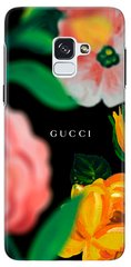 Черный чехол с Цветами для Samsung A8 plus 2018 Gucci