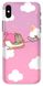 Чехол накладка с Пушином на санках на iPhone XS Max Розовый