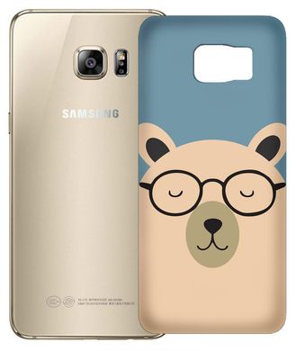 Чехол с Мишкой в очках на Samsung Galaxy S6 edge Голубой