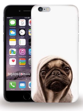 Чехол накладка с Мопсом на iPhone 6 / 6s Белый