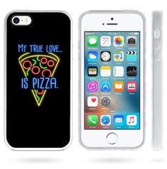 Черный чехол с надписью на iPhone 5 / 5s / SE Пицца