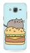 Голубой бампер кот на бургере Samsung j7 2015