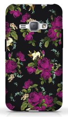 Черный чехол для Samsung Galaxy j1 Ace Цветы