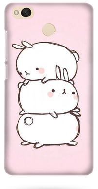 Чехол с кроликами на Xiaomi Redmi 4x розовый