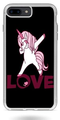 Чорний чохол з Єдинорогом на iPhone 8 plus Love