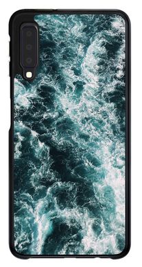 Зеленый чехол на Samsung A7 Galaxy A750 Морские волны