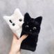 Пушистый меховой кейс для iPhone XS Черный котик