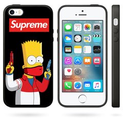Черный чехол с Бартом Симпсоном на iPhone 5 / 5s / SE Логотип Суприм