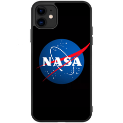 Черный чехол (Айфон 12) iPhone 12 с логотипом NASA (наса)